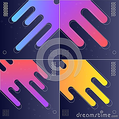 Pack of 4 Modish Style Abstractions in Color Vector Illustrations Vector Illustration
