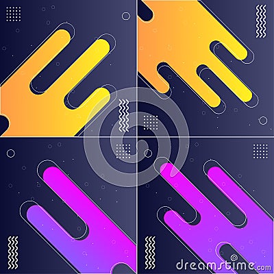 Pack of 4 Modish Style Abstractions in Color Vector Illustrations Vector Illustration