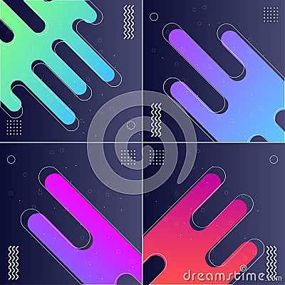 Pack of 4 Modish Style Abstractions in Color Vector Illustrations Vector Illustration