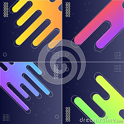 Pack of 4 Modish Style Abstractions in Color Vector Illustrations Vector Illustration