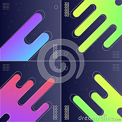 Pack of 4 Modish Style Abstractions in Color Vector Illustrations Vector Illustration