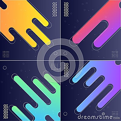 Pack of 4 Modish Style Abstractions in Color Vector Illustrations Vector Illustration