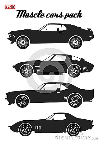 Pack of muscle car icons 1 Vector Illustration