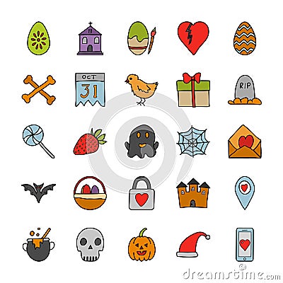 Occasions Doodle Icons Set Vector Illustration