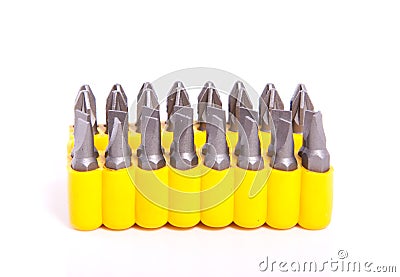 A pack of screwdriver heads Stock Photo