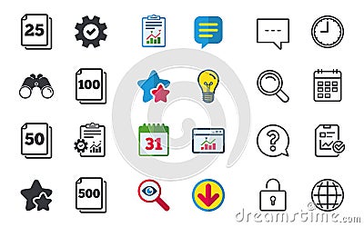 In pack sheets icons. Quantity per package. Vector Illustration