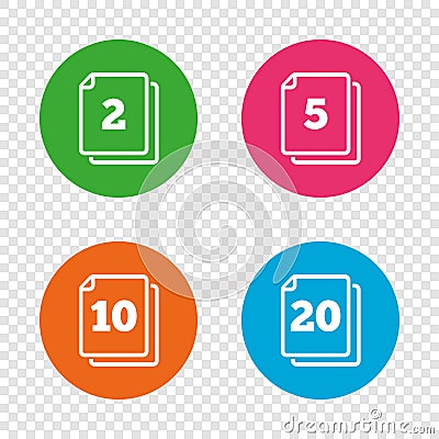 In pack sheets icons. Quantity per package. Vector Illustration