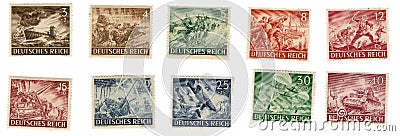 Collectable German Post Stamps. Editorial Stock Photo