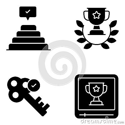 Pack of Success and Award Solid Icons Vector Illustration