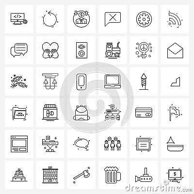 Pack of 36 Universal Line Icons for Web Applications circle, gear, dollar man, cross, chat Vector Illustration