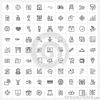 Pack of 81 Universal Line Icons for Web Applications world, stats heart, share, graph, education Vector Illustration