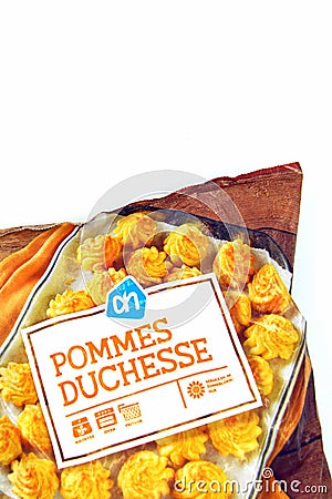 Package of Albert Heijn Pommes Duchesse. Editorial Stock Photo