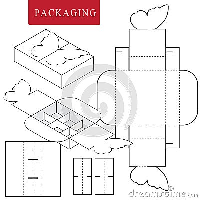 Package for bakery.Isolated White Retail Mock up.No glue Vector Illustration