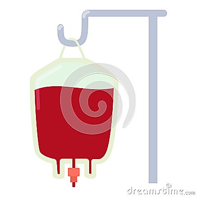 Package for blood transfusion icon, flat style Vector Illustration
