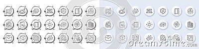 Package box, Lease contract and Power safety line icons. For web app, printing. Line icons. Vector Vector Illustration