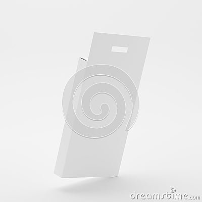 Package Box Mock-Up - High Rectangle with Hanger, Blank Paper Box With Hang Tab Mock-up On Isolated White Background Stock Photo