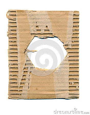 Package cardboard background with hole Stock Photo