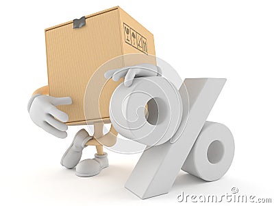 Package character with percent symbol Stock Photo