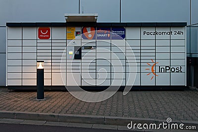 Package collection machine in Katowice Editorial Stock Photo