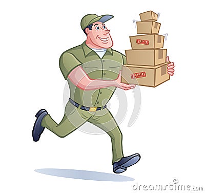 Package Delivery Man Cartoon Illustration