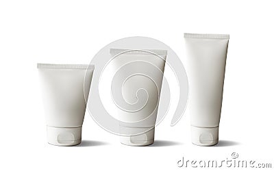 Package design cosmetic products. White realistic tubes. Vector Illustration