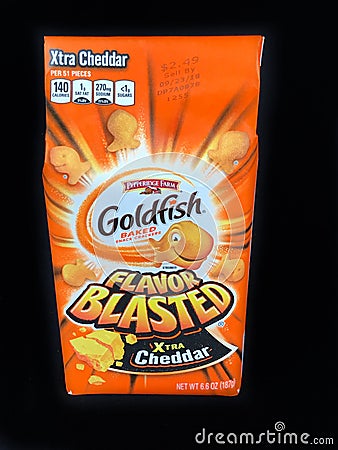 Package of Goldfish Xtra Cheddar Crackers Editorial Stock Photo