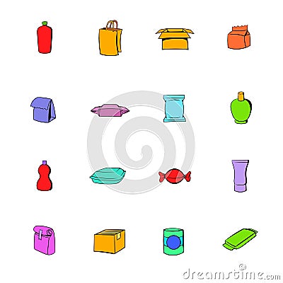 Package icons set cartoon Vector Illustration