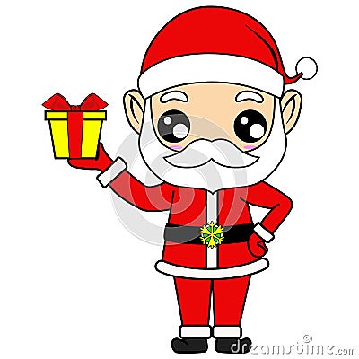 santa claus standing hold gift box - Cute Christmas santa - santa vector illustration Vector Illustration