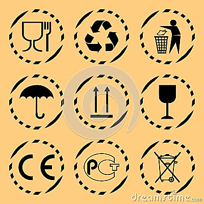 Package Marks Symbols. Clipart . Vector Illustration