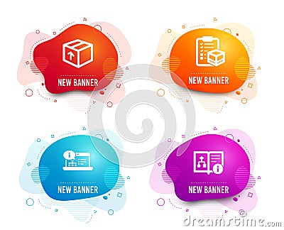 Package, Online documentation and Parcel checklist icons. Technical algorithm sign. Vector Vector Illustration