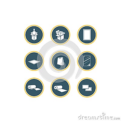 Package and Printing vector icons set for your design or your artwork Editorial Stock Photo
