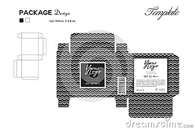 package puff powder skin color, box outline, black background Vector Illustration