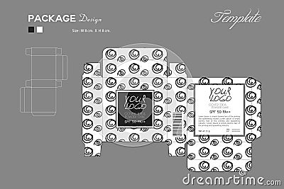 Package puff powder skin color, box outline, Black and white Vector Illustration