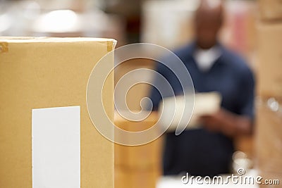 Package Ready For Dispatch In Warehouse Stock Photo