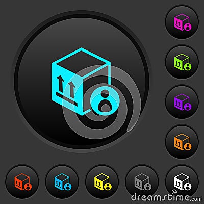 Package recipient dark push buttons with color icons Stock Photo