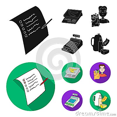 Package, scales, banana, fruit .Supermarket set collection icons in black,flat style vector symbol stock illustration Vector Illustration