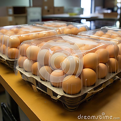 Packaged eggs are ready to be transported to stores Stock Photo