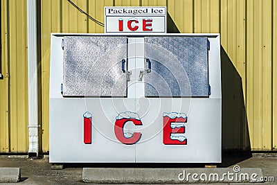 Packaged Ice freezer machine Stock Photo