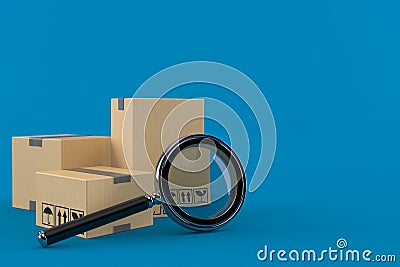 Packages with magnifying glass Stock Photo