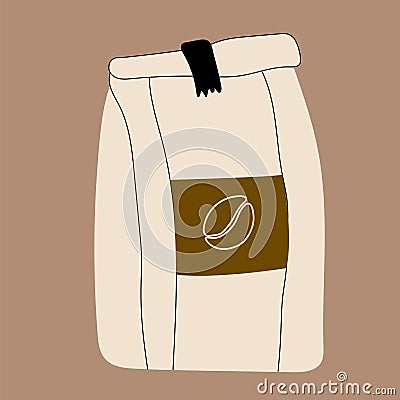 Packaging with coffee. Hand drawn modern Vector illustration . Vector Illustration