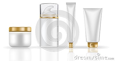 Packaging cosmetic gold beauty cream bottle for cosmetic product. bottle for liqui. vector design Vector Illustration