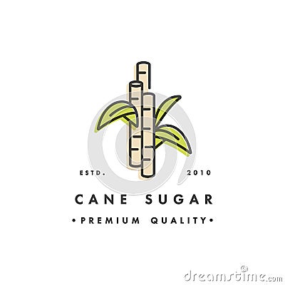 Packaging design template logo and emblem - sugar production - cane sugar. Logo in trendy linear style. Vector Illustration