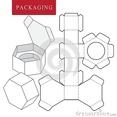 Packaging Design.Vector Illustration of Box.Package Template. Isolated White Retail Mock up Vector Illustration