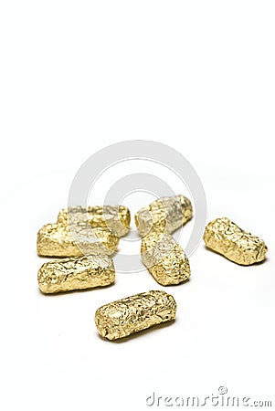 Packaging golden chocolate of easter golden egg Stock Photo