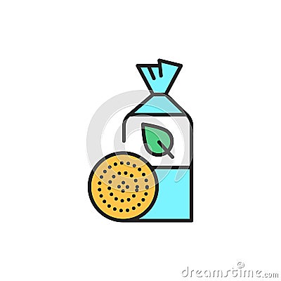 Packaging organic crispbread color line icon. Pictogram for web page, mobile app, promo Stock Photo