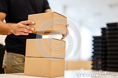 Packaging process before shipping Stock Photo