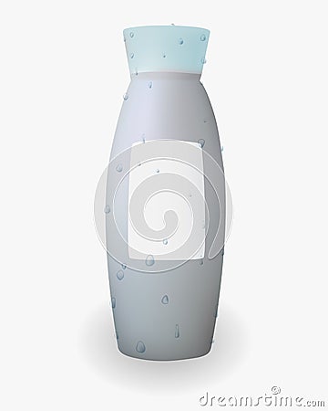 The packaging of shampoo. A bottle of shower gel with water drops vector. Cosmetic products for body. Vector Illustration