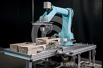packaging and sorting robot, with its mechanical arms moving swiftly to package customer orders Stock Photo