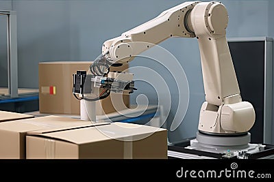 packaging and sorting robot, picking and packaging goods for shipment Stock Photo