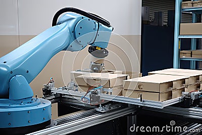 packaging and sorting robot, picking and packaging goods for shipment Stock Photo